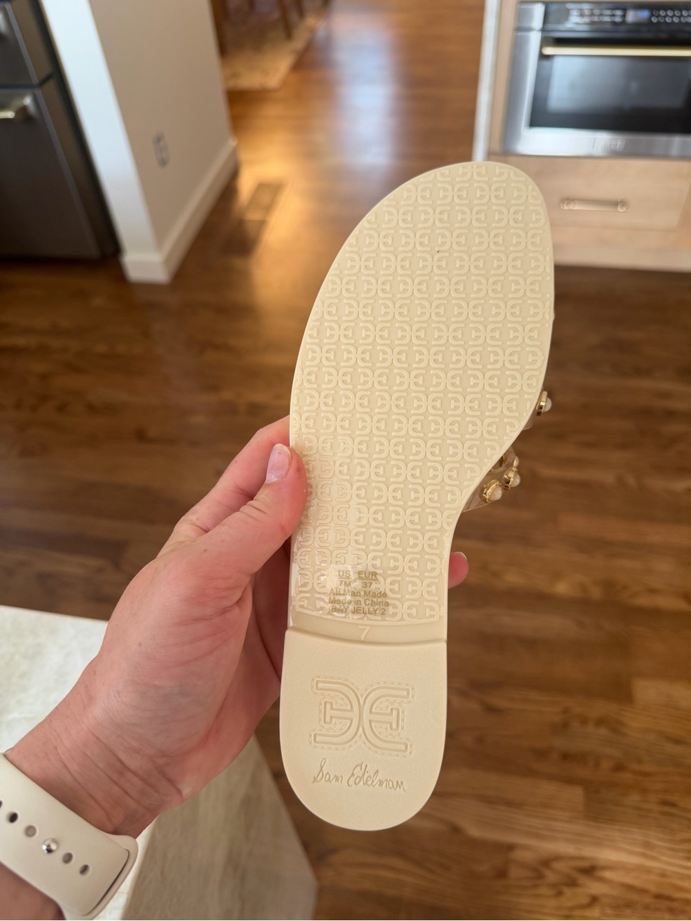 Sam Edelman Champagne Crystal-Embellished Jelly Slide - Picture 2 of 4